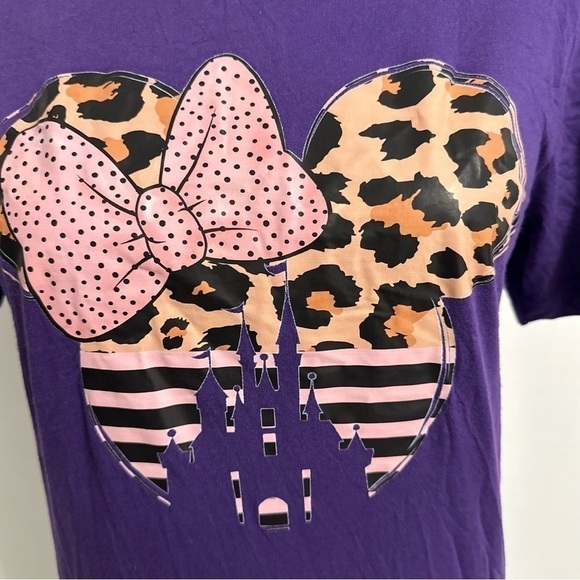 Bella Canvas Tops - Disney Minnie Mouse Leopard disney castle  Bella Canvas T-Shirt size small